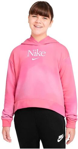 كنزة صوفية بغطاء للرأس بطبعة NSW للفتيات من Nike (للأطفال الصغار/الأطفال الكبار) باللون الوردي/الأبيض مقاس SM (8 أطفال كبار) in Saudi Arabia