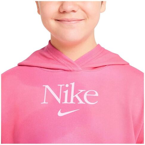 كنزة صوفية بغطاء للرأس بطبعة NSW للفتيات من Nike (للأطفال الصغار/الأطفال الكبار) باللون الوردي/الأبيض مقاس SM (8 أطفال كبار) in Saudi Arabia