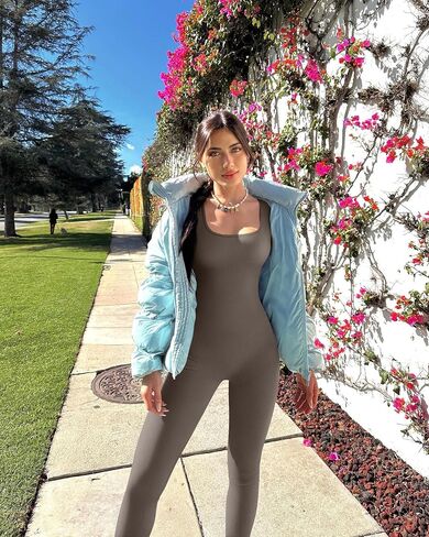 TOB Women Yoga Jumpsuits Workout Ribbed Long Sleeve Square Neck Sport Jumpsuits in Saudi Arabia