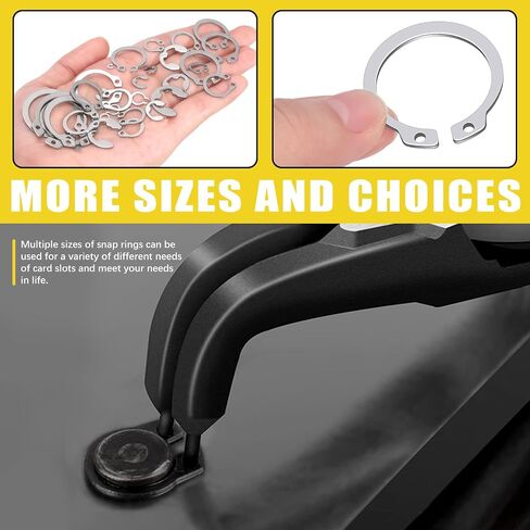 312Pcs 21 Sizes C-clip External Retaining Rings Snap Rings Assortment Set(M4-M28) with 10 Sizes E-Clip Retaining Rings Assortment Set(1.5mm-10mm), 4 in 1 Snap Ring Pliers and Tweezer in Kuwait
