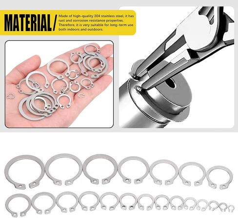 266Pcs 21 Sizes M4-M28 External Retaining Rings Assortment Kit, Circlip Retainer Rings, Circlip Snap Retaining C-Clips with Tweezer for Axles, Shafts and Other Moving Parts in Kuwait