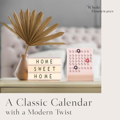 Whole Housewares Blue Perpetual Calendar - Modern & Retro Style Desk Calendar - Timeless Plastic Vintage Decorative Daily Schedule Planner - Birthday Calendar for Home & Office - 5.3x6.5x1.7 Inches in Saudi Arabia