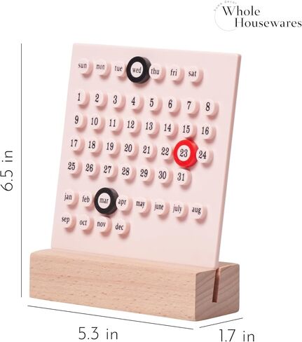Whole Housewares Blue Perpetual Calendar - Modern & Retro Style Desk Calendar - Timeless Plastic Vintage Decorative Daily Schedule Planner - Birthday Calendar for Home & Office - 5.3x6.5x1.7 Inches in Saudi Arabia