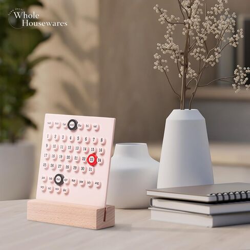 Whole Housewares Blue Perpetual Calendar - Modern & Retro Style Desk Calendar - Timeless Plastic Vintage Decorative Daily Schedule Planner - Birthday Calendar for Home & Office - 5.3x6.5x1.7 Inches in Saudi Arabia