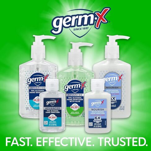 Germ-x Advanced Hand Sanitizer with Aloe and Vitamin E, Moisturizing Gel, Instant and No Rinse Formula, Pump Bottle, Back to School Supplies College, 8 Fl Oz (Pack of 6) in Kuwait