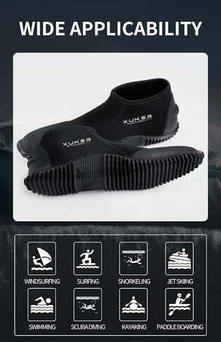 XUKER Neoprene Diving Boots Men Women 3mm Wetsuit Booties GBS Water Shoes with Anti-Slip Sole Sand Beach Shoes for Scuba Diving Snorkeling Rafting, Windsurfing in Kuwait