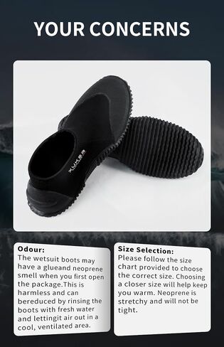 XUKER Neoprene Diving Boots Men Women 3mm Wetsuit Booties GBS Water Shoes with Anti-Slip Sole Sand Beach Shoes for Scuba Diving Snorkeling Rafting, Windsurfing in Kuwait