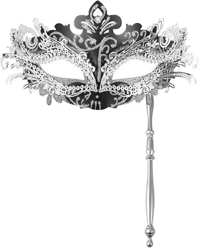 OIDEA Women's Masquerade Mask with Stick: Rhinestones Deecorations Mardi Gras Venetian Mask Carnival Party Costume Ball Mask in Saudi Arabia