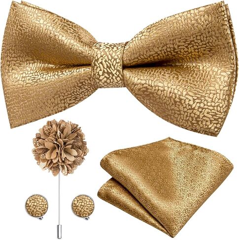 مجموعة ربطة عنق ودبوس طية صدر السترة للرجال من Dubulle ربطة عنق بيزلي مربوطة بالزهور مع أزرار أكمام مربعة للجيب in Kuwait