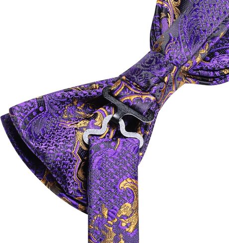 Dubulle Mens Bowtie and Lapel Pin Set Paisley Floral Pretied Bowtie with Pocket Square Cufflinks in Saudi Arabia