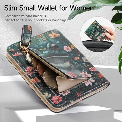 MEITRUE Slim Small Wallet for Women RFID Womens Wallet Leather ID Credit Card Holder whit Zipper Coin Pocket Bifold Compact Wallet in Saudi Arabia