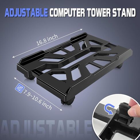 Ranslen Computer Tower Stand PC Stand, Adjustable PC Tower Stand Mobile CPU Stand for Gaming Office Mid Tower Under Desk(White) in Saudi Arabia
