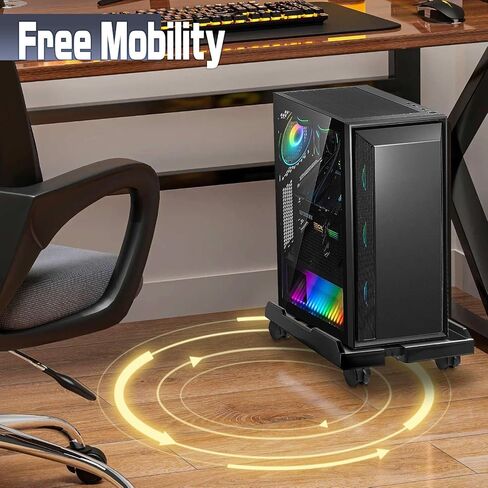 Ranslen Computer Tower Stand PC Stand, Adjustable PC Tower Stand Mobile CPU Stand for Gaming Office Mid Tower Under Desk(White) in Saudi Arabia