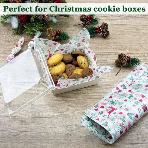 100 قطعة من أوراق شمع عيد الميلاد من CAMKYDE للطعام، أوراق ورقية مقاومة للدهون لعيد الميلاد المجيد (حلوى حمراء) in Kuwait