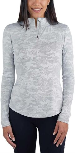 Spyder Ladies' Tech Quarter Zip Top Shirt (US, Alpha, Large, Regular, Regular, Gray) in Saudi Arabia