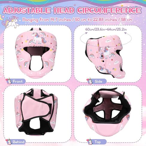 Boxing Headgear and Gloves Set for Kids Youth Pink 4oz Unicorn Boxing Gloves and Wrestling Headgear Boxing Sparring Equipment for Boxing Kick Boxing Muay Thai BJJ Karate Training in Kuwait