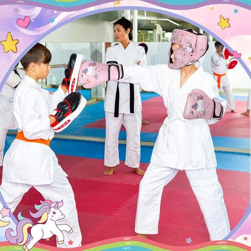 Boxing Headgear and Gloves Set for Kids Youth Pink 4oz Unicorn Boxing Gloves and Wrestling Headgear Boxing Sparring Equipment for Boxing Kick Boxing Muay Thai BJJ Karate Training in Kuwait
