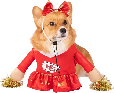 NFL San Francisco 49ers Officially Licensed Cheer Dog Costume by MODERN HERO Includes Dress with Faux Stuffed arms and Tinsel pom-poms and Satin Bow Headband (Small) in Kuwait