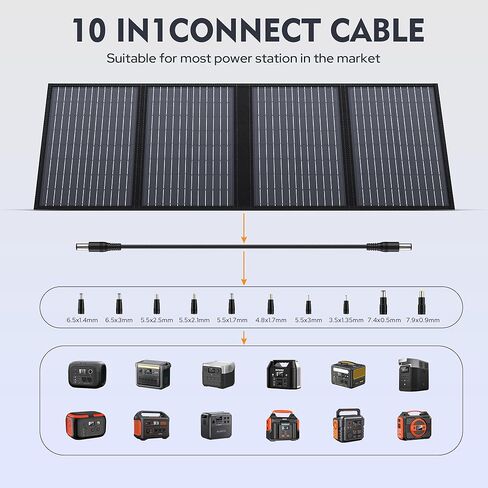 ENGINSTAR 60W Foldable Solar Panel Charger with 18V DC Outlet for Portable Power Stations EnginStar/Jackery/Rockpals/Flashfish, Portable Solar Generator with QC 3.0 for Outdoor Camping Van RV Trip in Kuwait