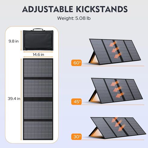 ENGINSTAR 60W Foldable Solar Panel Charger with 18V DC Outlet for Portable Power Stations EnginStar/Jackery/Rockpals/Flashfish, Portable Solar Generator with QC 3.0 for Outdoor Camping Van RV Trip in Kuwait