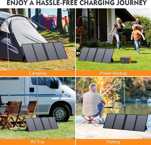 ENGINSTAR 60W Foldable Solar Panel Charger with 18V DC Outlet for Portable Power Stations EnginStar/Jackery/Rockpals/Flashfish, Portable Solar Generator with QC 3.0 for Outdoor Camping Van RV Trip in Kuwait