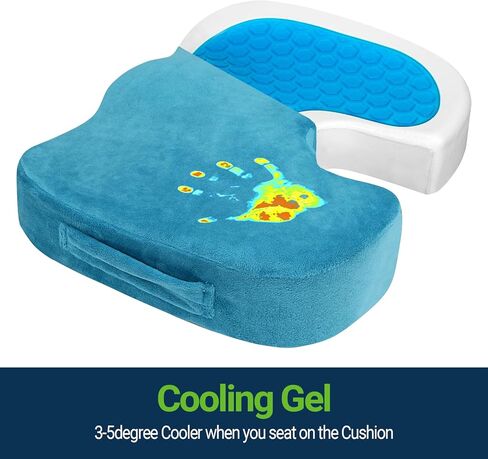 Gel Seat Cushion – Office Chair Cushion – Non-Slip Gel Memory Foam Coccyx Cushion for Tailbone Pain - Desk Chair Car Seat Cushion Driving - Sciatica Back Pain Relief, Velvet, Purple in Saudi Arabia