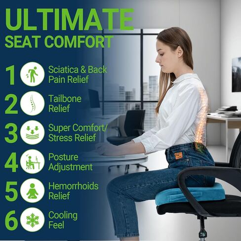 Gel Seat Cushion – Office Chair Cushion – Non-Slip Gel Memory Foam Coccyx Cushion for Tailbone Pain - Desk Chair Car Seat Cushion Driving - Sciatica Back Pain Relief, Velvet, Purple in Saudi Arabia
