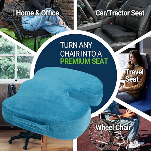 Gel Seat Cushion – Office Chair Cushion – Non-Slip Gel Memory Foam Coccyx Cushion for Tailbone Pain - Desk Chair Car Seat Cushion Driving - Sciatica Back Pain Relief, Velvet, Purple in Saudi Arabia