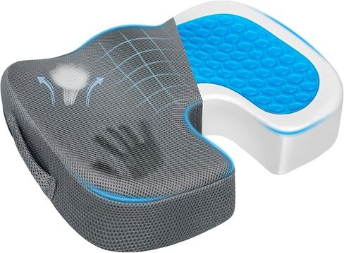 Gel Seat Cushion – Office Chair Cushion – Non-Slip Gel Memory Foam Coccyx Cushion for Tailbone Pain - Desk Chair Car Seat Cushion Driving - Sciatica Back Pain Relief, Velvet, Purple in Saudi Arabia