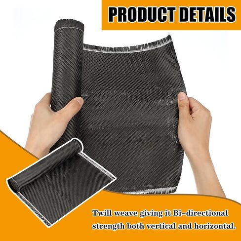 6.5ft x 12" Carbon Fiber Fabric Black Carbon Fiber Sheet Pure Carbon Fiber Cloth 2 x 2 Twill Weave-3k/220g for Cars Structural Reinforcement on Concrete Wall Basement Boat Repair in Saudi Arabia