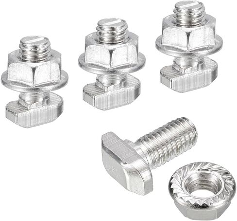 uxcell M8x16mm T فتحة مسمار منسدل ومجموعة M8 سداسية شفة صامولة، 20 مجموعة مطرقة رأس T-Bolt T شكل مسمار منزلق لـ 30 سلسلة من الألومنيوم in Saudi Arabia