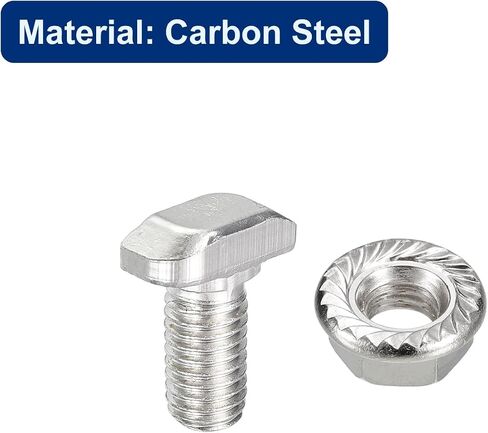 uxcell M8x16mm T فتحة مسمار منسدل ومجموعة M8 سداسية شفة صامولة، 20 مجموعة مطرقة رأس T-Bolt T شكل مسمار منزلق لـ 30 سلسلة من الألومنيوم in Saudi Arabia