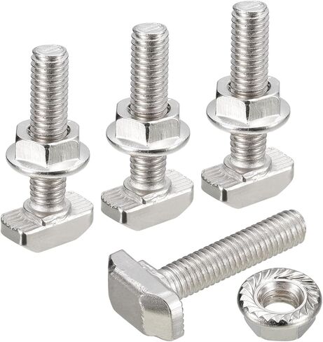 uxcell M8x16mm T فتحة مسمار منسدل ومجموعة M8 سداسية شفة صامولة، 20 مجموعة مطرقة رأس T-Bolt T شكل مسمار منزلق لـ 30 سلسلة من الألومنيوم in Saudi Arabia