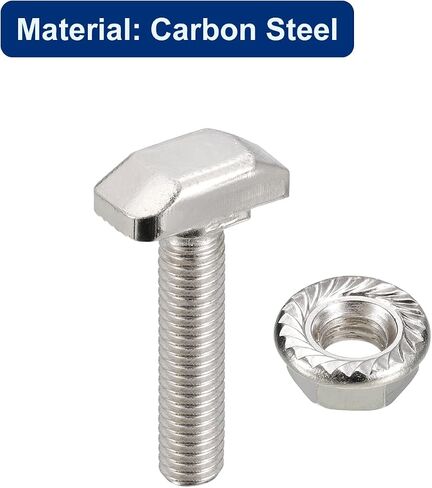 uxcell M8x16mm T فتحة مسمار منسدل ومجموعة M8 سداسية شفة صامولة، 20 مجموعة مطرقة رأس T-Bolt T شكل مسمار منزلق لـ 30 سلسلة من الألومنيوم in Saudi Arabia