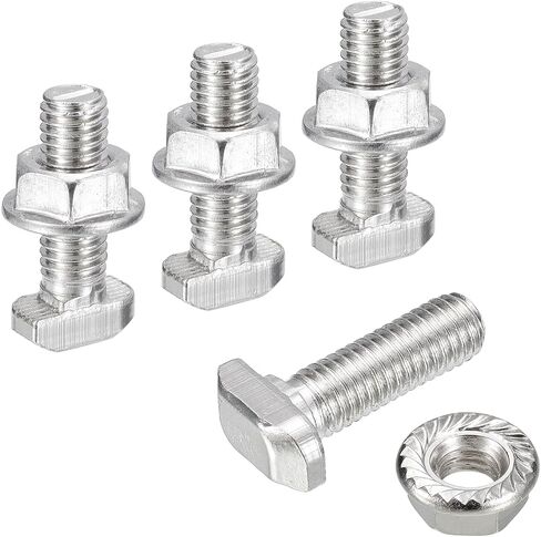 uxcell M8x16mm T فتحة مسمار منسدل ومجموعة M8 سداسية شفة صامولة، 20 مجموعة مطرقة رأس T-Bolt T شكل مسمار منزلق لـ 30 سلسلة من الألومنيوم in Saudi Arabia
