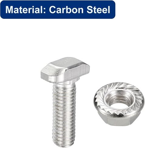 uxcell M8x16mm T فتحة مسمار منسدل ومجموعة M8 سداسية شفة صامولة، 20 مجموعة مطرقة رأس T-Bolt T شكل مسمار منزلق لـ 30 سلسلة من الألومنيوم in Saudi Arabia