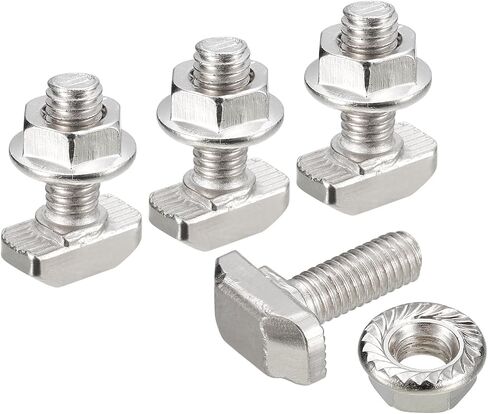 uxcell M8x16mm T فتحة مسمار منسدل ومجموعة M8 سداسية شفة صامولة، 20 مجموعة مطرقة رأس T-Bolt T شكل مسمار منزلق لـ 30 سلسلة من الألومنيوم in Saudi Arabia