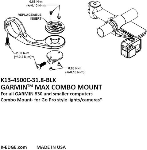 K-EDGE Wahoo Max Combo Mount, 31.8mm in Kuwait