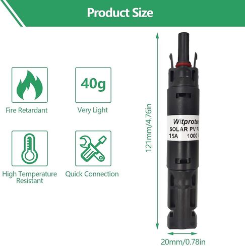 15A Solar in-line Fuse Holder, IP68 1000V for Solar Panel and Inverter in Photovoltaic System, Male and Female Connector with 1 Fuse in Saudi Arabia