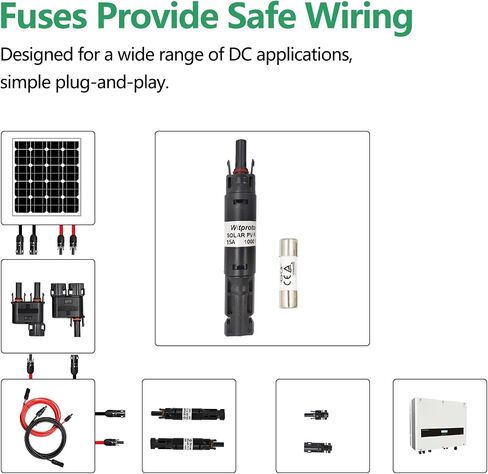15A Solar in-line Fuse Holder, IP68 1000V for Solar Panel and Inverter in Photovoltaic System, Male and Female Connector with 1 Fuse in Saudi Arabia