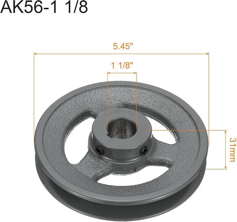 Uxcell AK56-1 1/8 V-Belt Sheave 1 1/8 "تتحمل 5.45" OD أحادية الأخدود الويب Sheave بالملل إلى الحجم، حديد الزهر، قسم الحزام لـ 4L أو حزام in Saudi Arabia