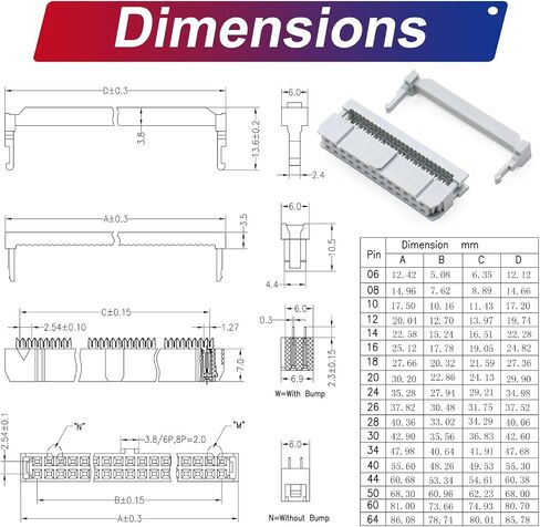 IDC Cable IDE Flat Ribbon Cable 10/14/16/20/26/30/34/40 Pin Ribbon Cable IDC Cable Connector, Male to Female IDE Extension Cable 50CM Length FC 26-Pin 2Pcs(KS-MF26) in Kuwait