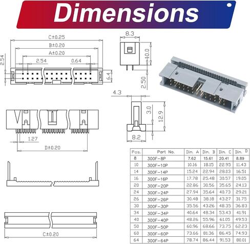 IDC Cable IDE Flat Ribbon Cable 10/14/16/20/26/30/34/40 Pin Ribbon Cable IDC Cable Connector, Male to Female IDE Extension Cable 50CM Length FC 26-Pin 2Pcs(KS-MF26) in Kuwait