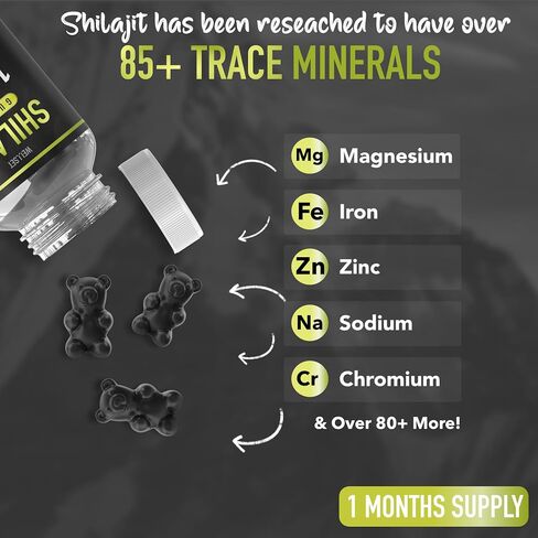 Shilajit Gummies 1400mg with Ashwagandha & Chaga, Fulvic & Humic Acid, Iron & Calcium, 100% Natural Himalayan Shilajit, Supports Energy, Immunity & Mental Clarity, Sugar-Free, 60 Gummies in Saudi Arabia