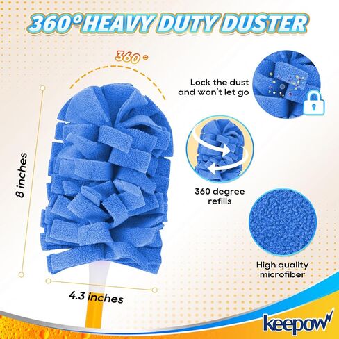 KEEPOW Reusable Duster Refill Compatible with Swiffer Hand Duster, Heavy Duty Duster Refills, 360 Degree Dusters Refills for Cleaning, Ceiling Fan, 4 Pack (Handle is Not Included) in Kuwait