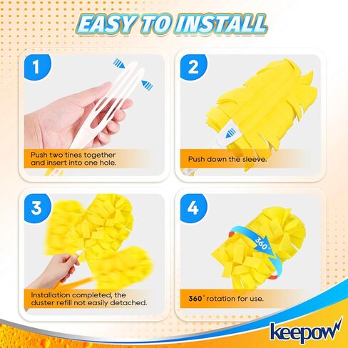 KEEPOW Reusable Duster Refill Compatible with Swiffer Hand Duster, Heavy Duty Duster Refills, 360 Degree Dusters Refills for Cleaning, Ceiling Fan, 4 Pack (Handle is Not Included) in Kuwait