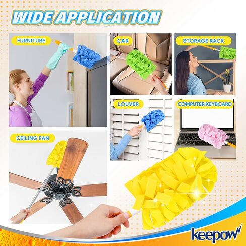KEEPOW Reusable Duster Refill Compatible with Swiffer Hand Duster, Heavy Duty Duster Refills, 360 Degree Dusters Refills for Cleaning, Ceiling Fan, 4 Pack (Handle is Not Included) in Kuwait
