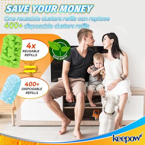 KEEPOW Reusable Duster Refill Compatible with Swiffer Hand Duster, Heavy Duty Duster Refills, 360 Degree Dusters Refills for Cleaning, Ceiling Fan, 4 Pack (Handle is Not Included) in Kuwait