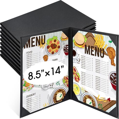 10 Pcs Leather Menu Covers Holders 8.5 x 14 Inches, Waterproof Double View Leather Menu Book Dinner Menu Holder Covers 2 View for Restaurant, Hotel, Bar in Saudi Arabia