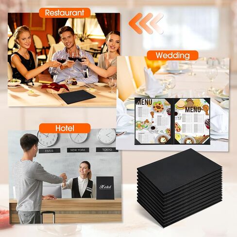 10 Pcs Leather Menu Covers Holders 8.5 x 14 Inches, Waterproof Double View Leather Menu Book Dinner Menu Holder Covers 2 View for Restaurant, Hotel, Bar in Saudi Arabia